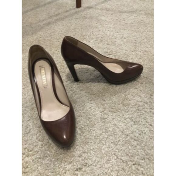 Prada Womens Brown Leather High Heel Pumps Size 37 - Picture 1 of 12